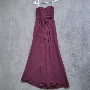 David's Bridal Strapless Bridesmaid Dress in Wine Color